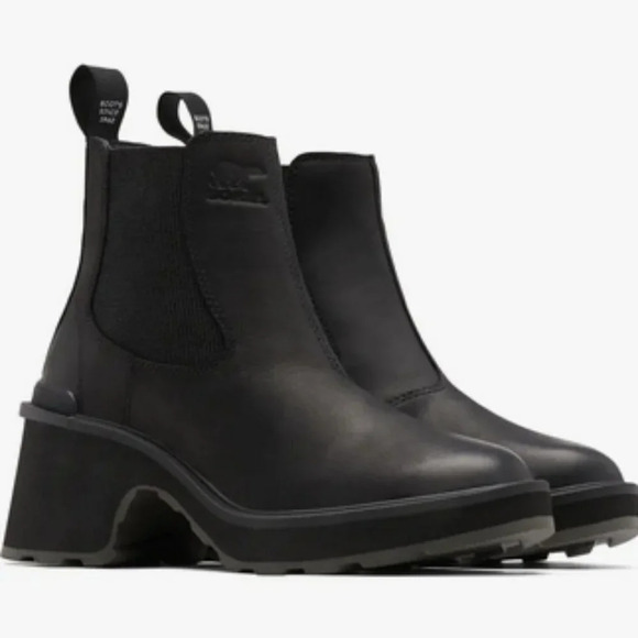 NWT Sorel Women's Hi-Line Waterproof Chelsea Boot in Black/Sea Salt. Sz: - Picture 1 of 13